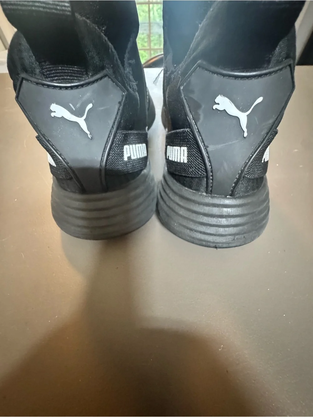 Puma Women's Black Knit Slip-On Athletic Sneakers with Logo Straps